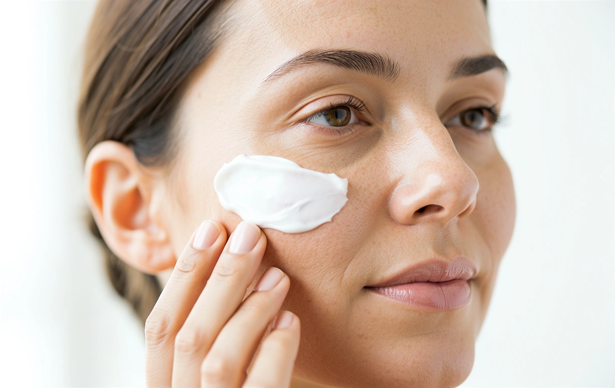 Applying cream for women